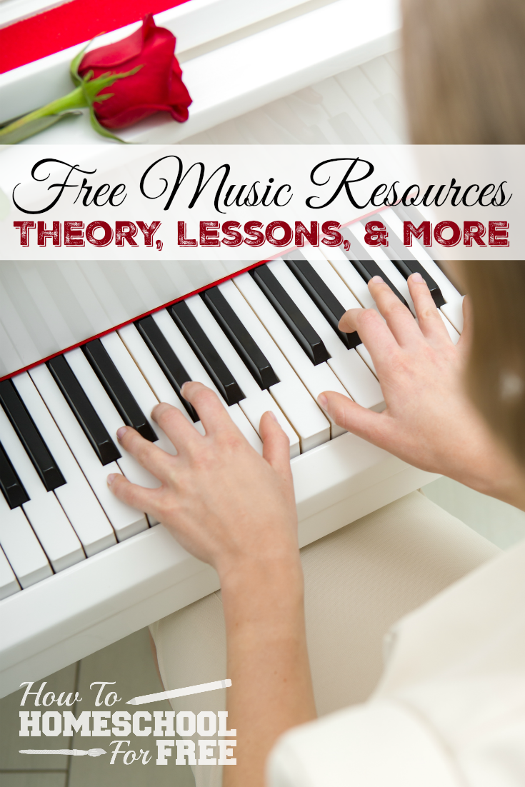 Here are several FREE options for homeschooling music including theory, instrument lessons, and more!