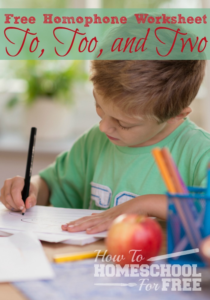 Easily teach your kiddo the difference between to, too, and two with this FREE homophone worksheet!